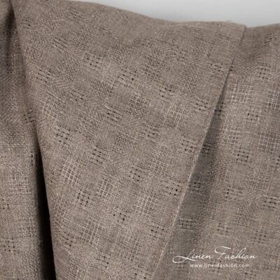 Natural linen open-weave checked fabric 7 Undyed linen fabric openweave pattern