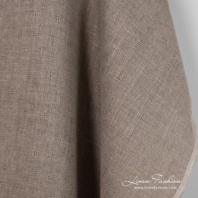Natural linen open-weave checked fabric 6 Undyed linen fabric with checks