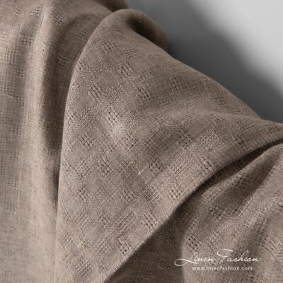 Natural linen open-weave checked fabric 8 Undyed linen fabric openweave