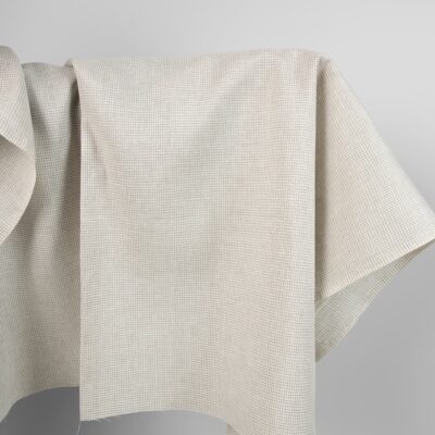 Linen fabric in natural and white colour checks 5 Linen fabric in natural and white colour checks