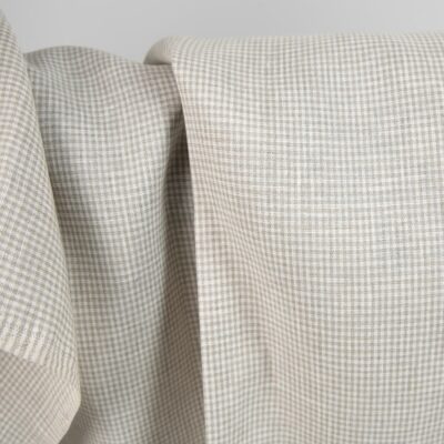 Linen fabric in natural and white colour checks 7 Linen fabric in natural and white colour checks product photo