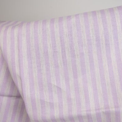 linen striped fabric lilac non washed
