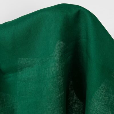 Linen fabric vibrant dark green colour product photo