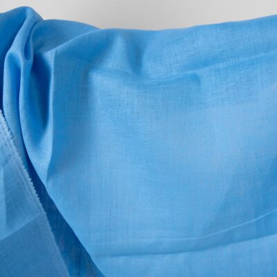Linen fabric sky blue colour not washed detail view