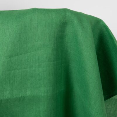 Linen fabric emerald green colour product photo detail view