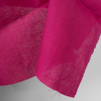 Linen fabric magenta colour detail edge view