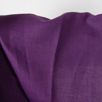 Linen fabric violet colour detail view close up