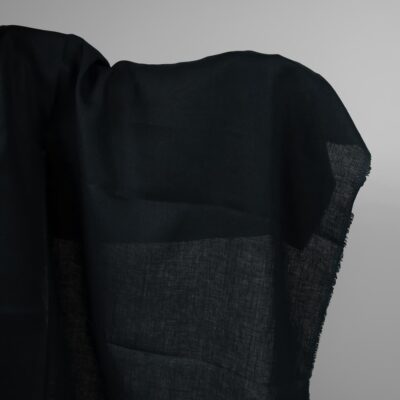 Black navy blue linen fabric