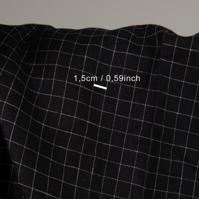 Black linen fabric white checks with measurements