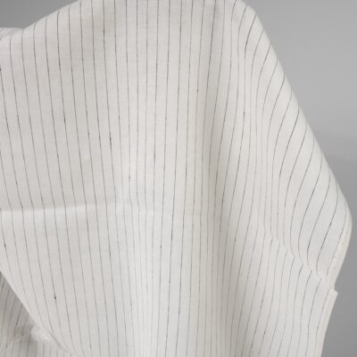 Linen fabric off-white colour with black stripes product photo