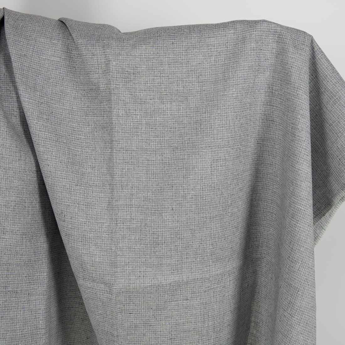 Linen fabric dark grey small pattern