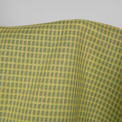 Linen fabric yellow and green pattern, 100% linen