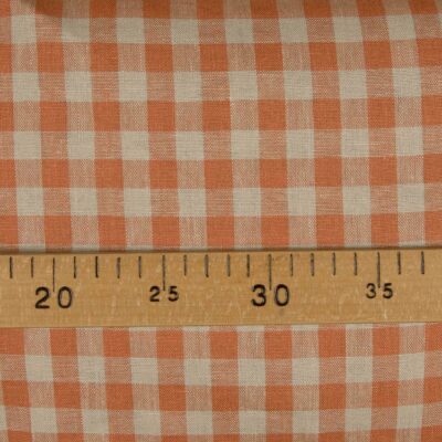 Linen fabric in orange and beige checks