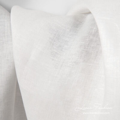 Pure linen of-white herringbone pattern fabric