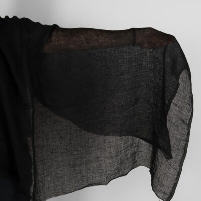 Transparent black linen fabric washed