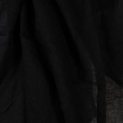 Transparent black linen fabric washed close up detail
