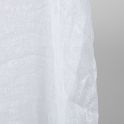 Bright white transparent linen fabric washed edge