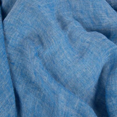 Grey blue gauzy linen fabric washed