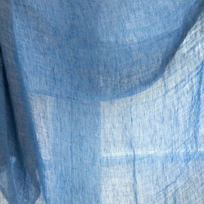 Grey blue gauzy linen fabric washed