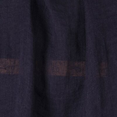 Dark blue transparent linen fabric washed
