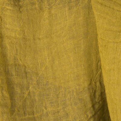 Transparent yellow-green linen fabric washed