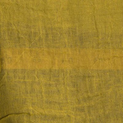 Transparent yellow-green linen fabric washed