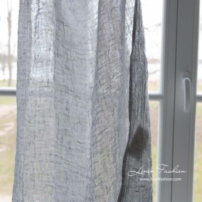 Light grey transparent linen fabric washed