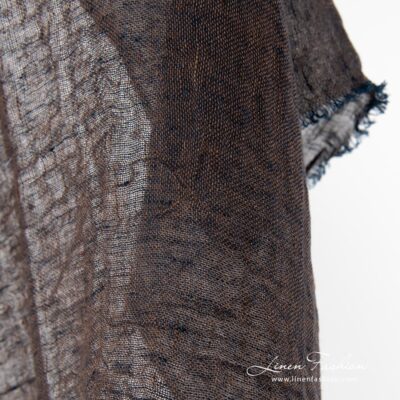 Brown navy melange linen fabric.