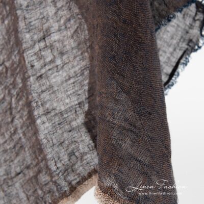 100% linen fabric in brown navy melange color.