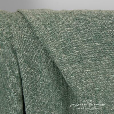 Transparent linen fabric in green colour.