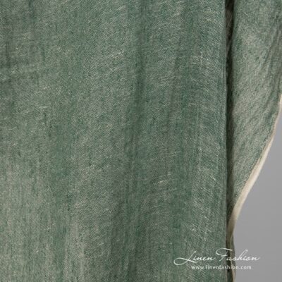 Washed green transparent linen fabric.