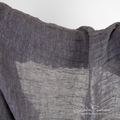 Transparent linen fabric in bluish violet melange