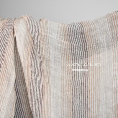 Linen gauze washed fabric in brown stripes 6 linen gauze fabric in brown stripes, multi