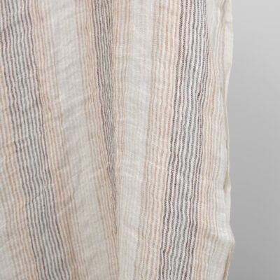 Linen gauze washed fabric in brown stripes 7 linen gauze fabric in brown stripes, washed
