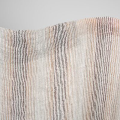 Linen gauze washed fabric in brown stripes 8 linen gauze fabric in brown stripes, transparent