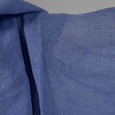 Transparent linen blue violet washed close up detail