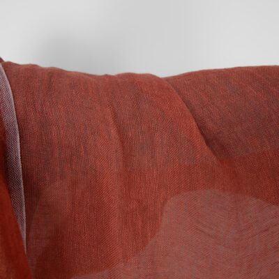 Washed linen fabric brown-red transparent, plain weave