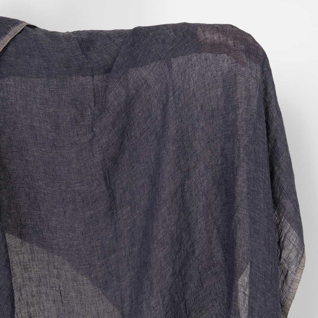 Washed linen fabric dark blue and green transparent