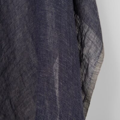 Washed linen fabric dark blue and green transparent 8 Washed linen fabric dark blue and green transparent, for clothes, curtains