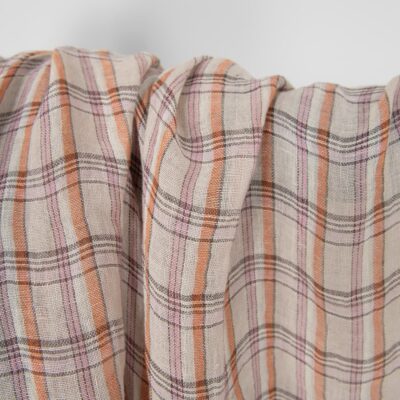 Washed linen fabric multicolour checks transparent, texture