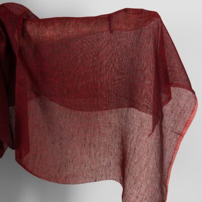 Burgundy transparent pure linen fabric