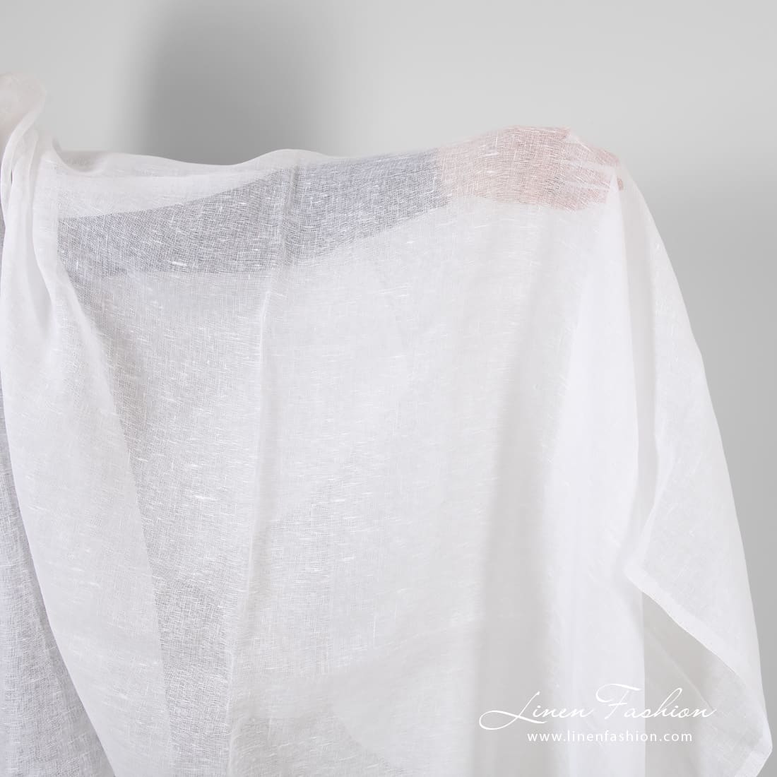Transparent linen fabric in optical white color