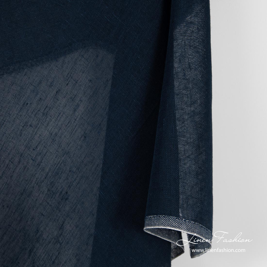 Open weave linen fabric in navy colour