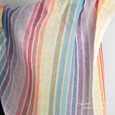 Gauze linen fabric rainbow striped 5 Gauze linen fabric rainbow striped