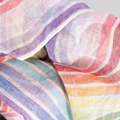 Gauze linen fabric rainbow striped 7 Rainbow striped linen fabric for curtains, shawls