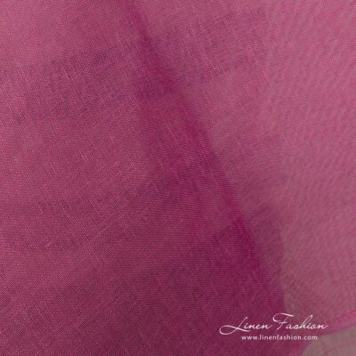 Linen fabric dark hot pink transparent close up view of product
