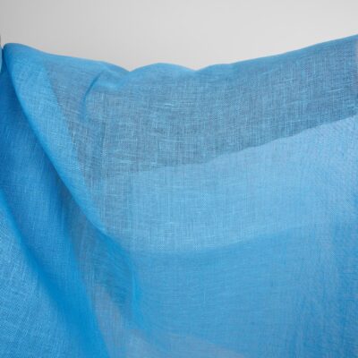 bright blue linen fabric, gauze