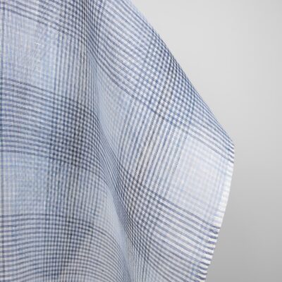 linen blue checks fabric gauze transparent