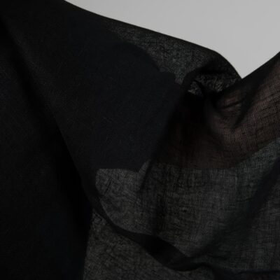 Transparent linen black fabric close up detail