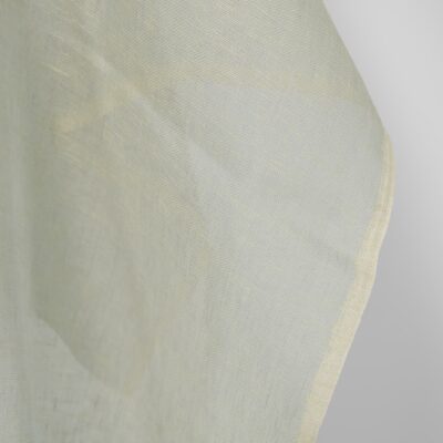 Linen fabric greenish grey melange, fabric edge